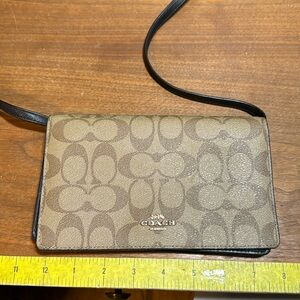 Coach Anna Foldover Crossbody clutch C7354 IM/Khaki Brown Multi